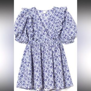 H&M Blue Floral Print Mini Dress size XS